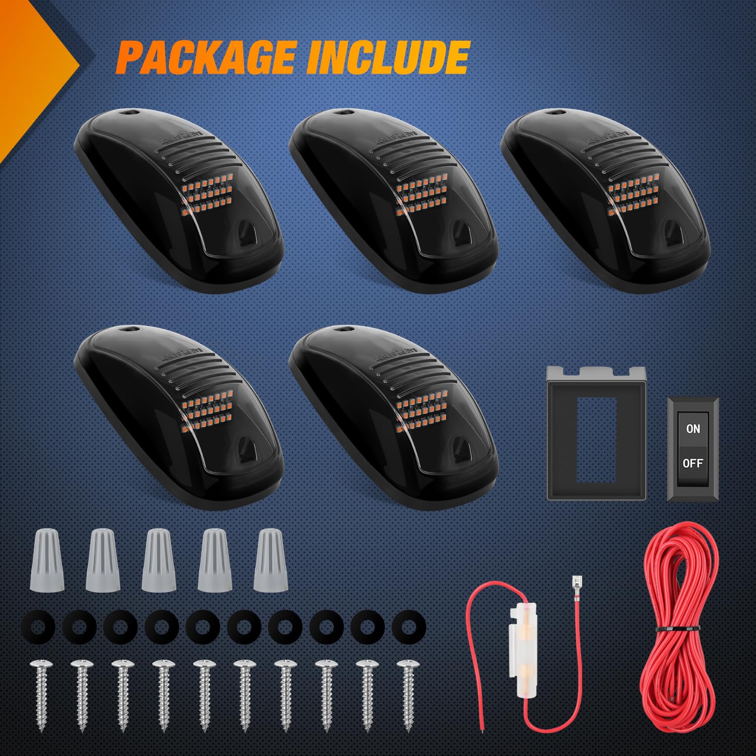 Nilight five-light pack with smoked amber marker lights.
