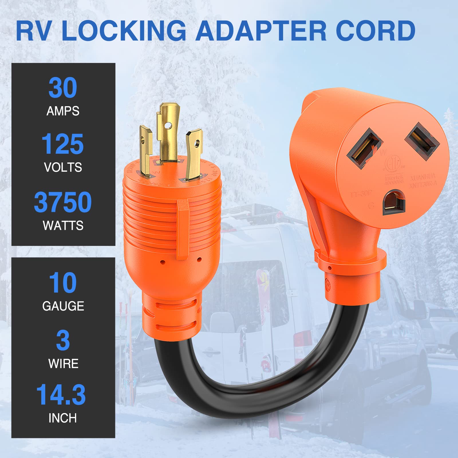 Nilight Packaging includes 30A-to-30A adapter cord for quick setup.