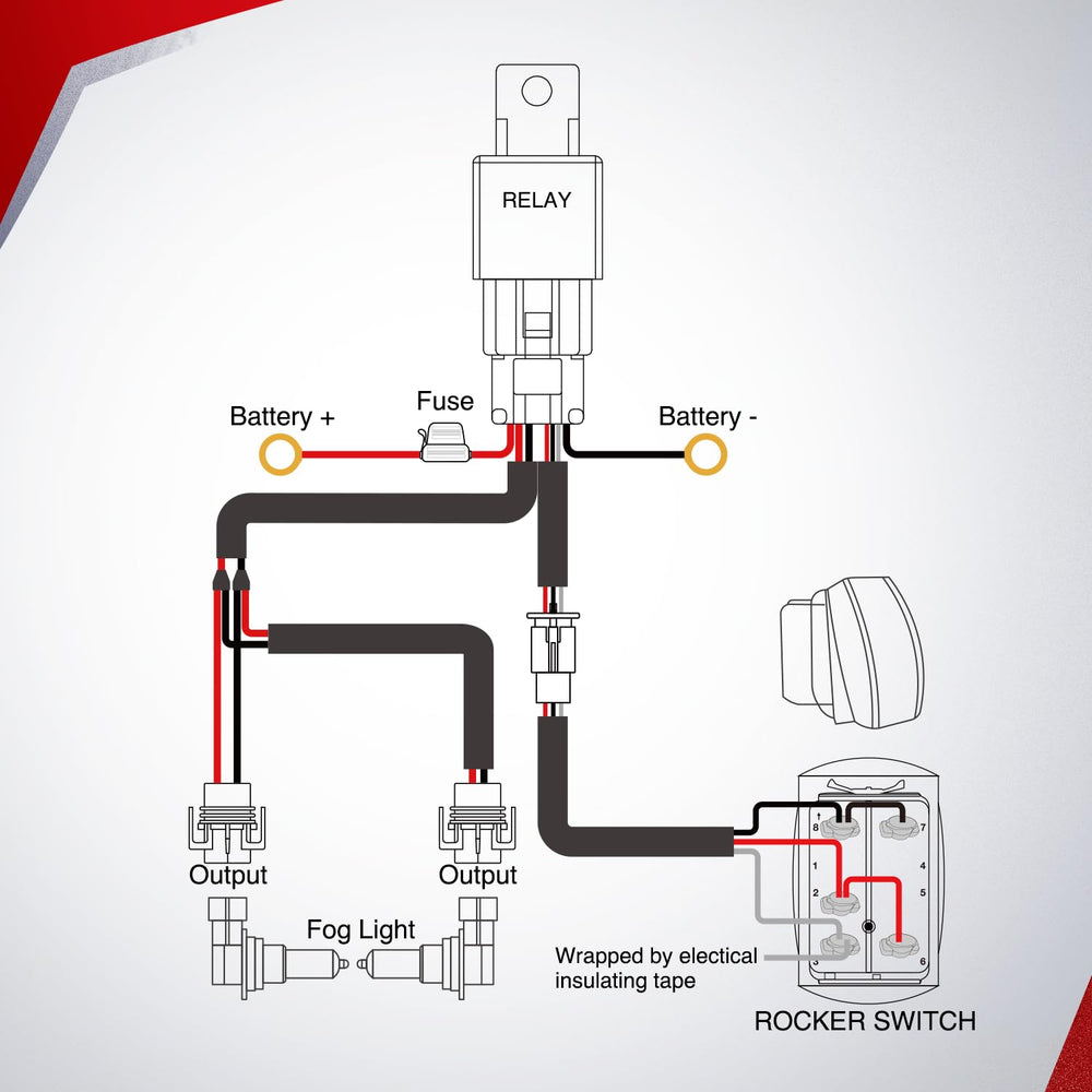 Nilight kit includes harness, fuses, and diagram for complete install.