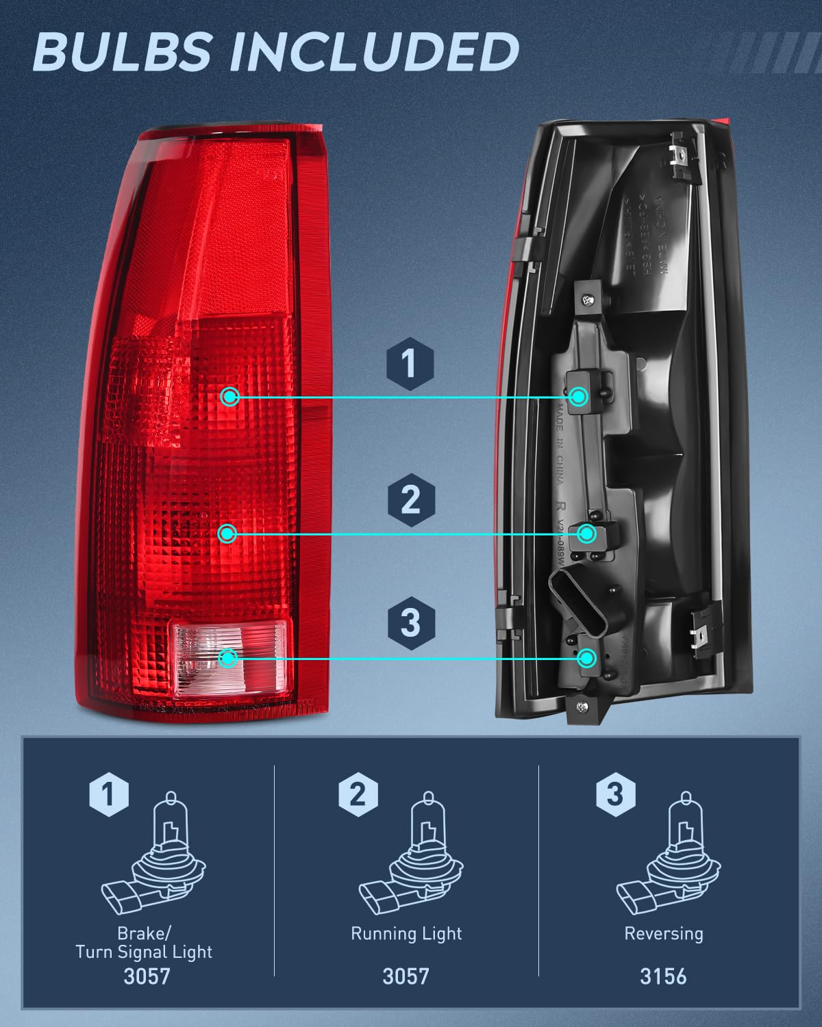 Nilight passenger-side taillight for Chevy 1994-1998 enhances rear illumination.