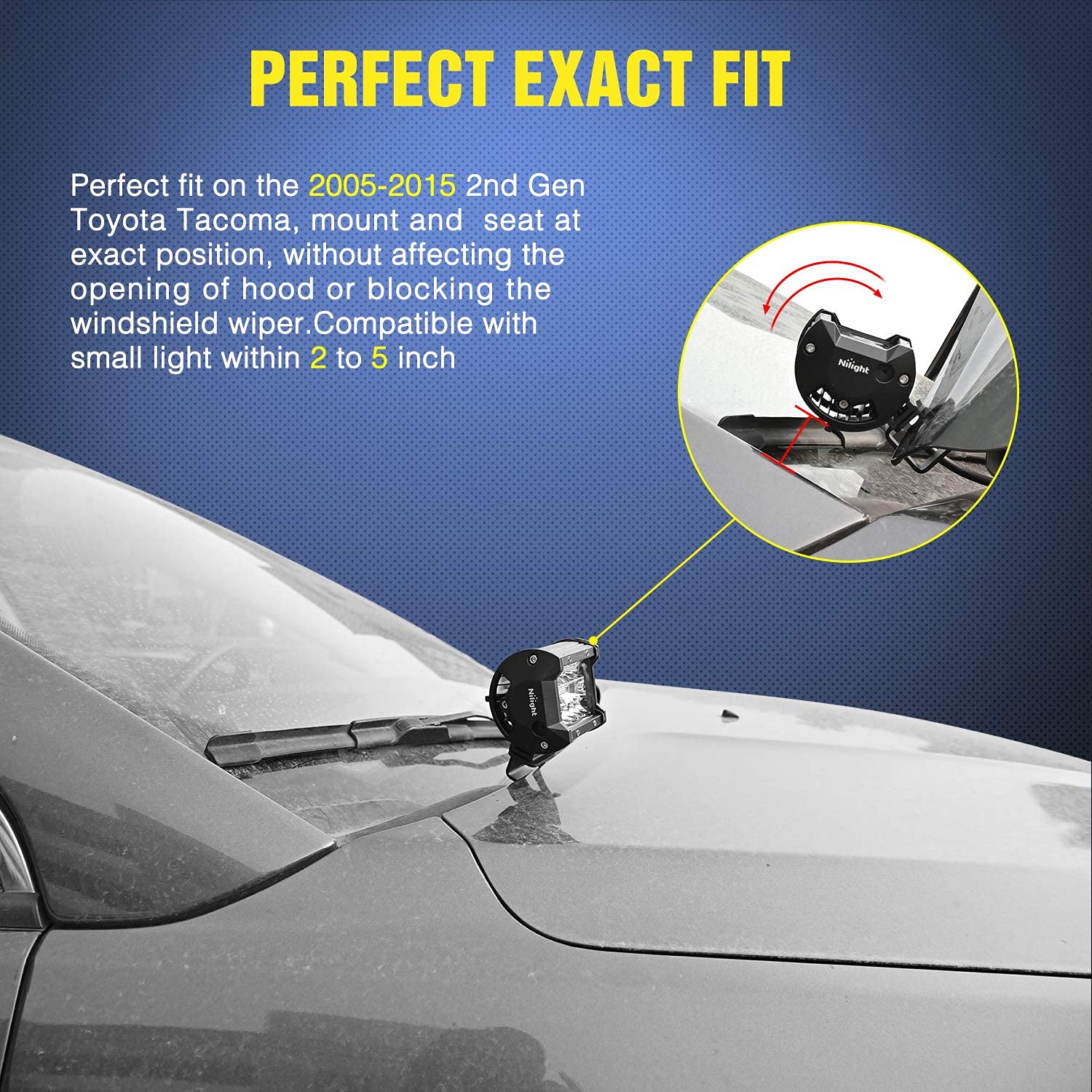 Nilight powder-coated brackets resist rust and wear on rugged trails.