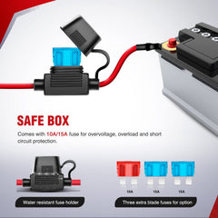 Nilight power relay and blade fuse for circuit protection.