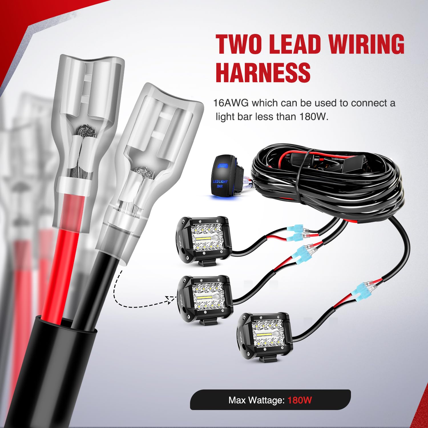 Nilight power relay and inline blade fuse protect circuits from overcurrent.