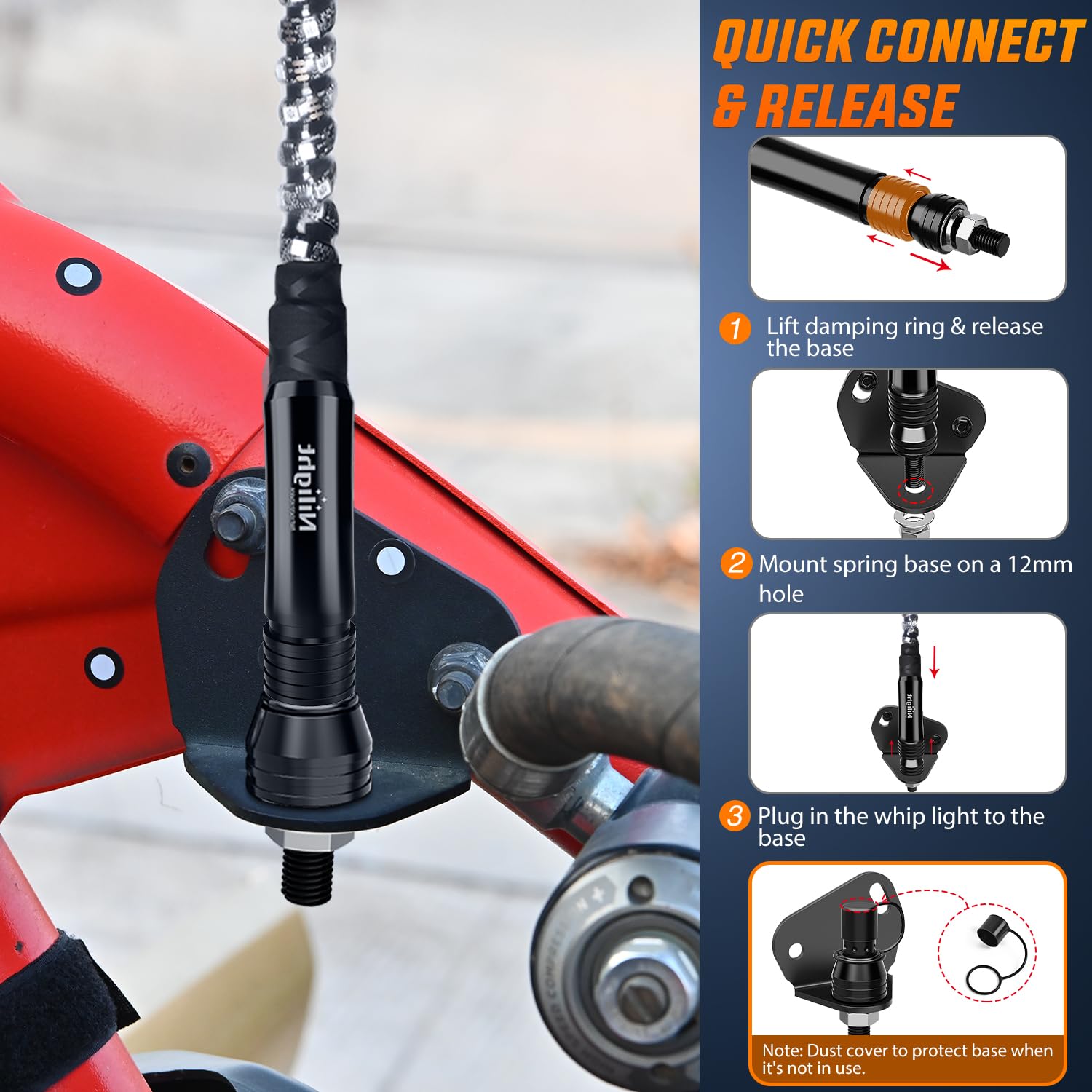 Nilight quick-connect base ensures secure, fast mounting.