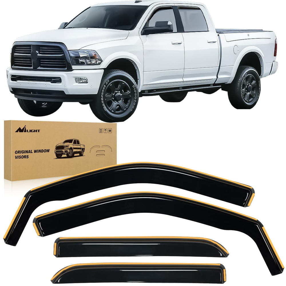 Nilight rain guards on Ram 1500 front window for rain deflection and comfort