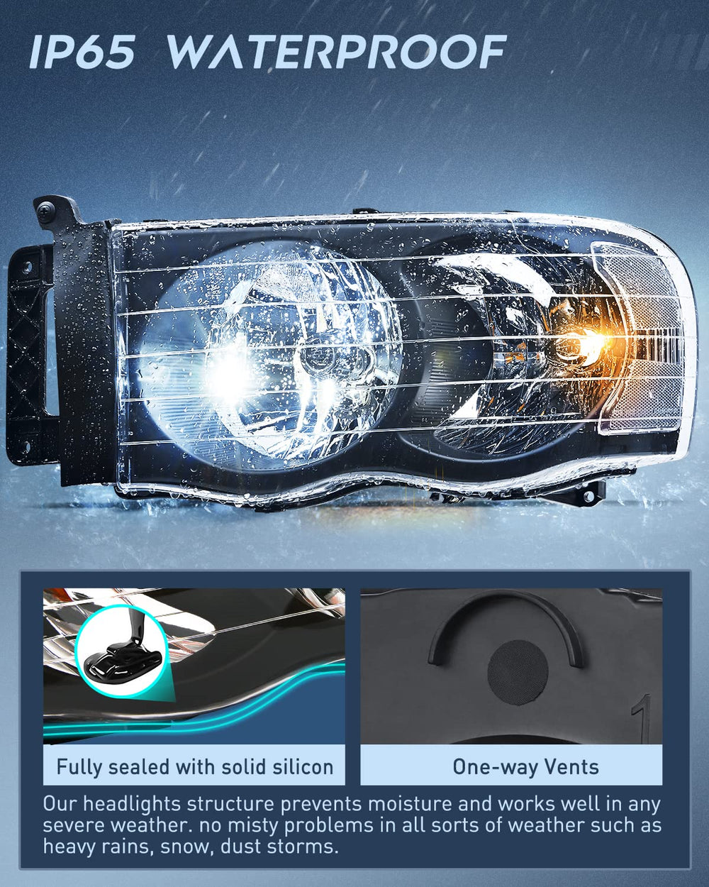 Nilight Ram headlights night-vision test showing improved road visibility.