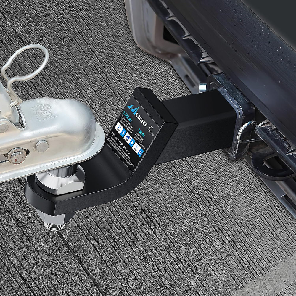 Nilight ready-to-use ball mount with hitch pin clip included.