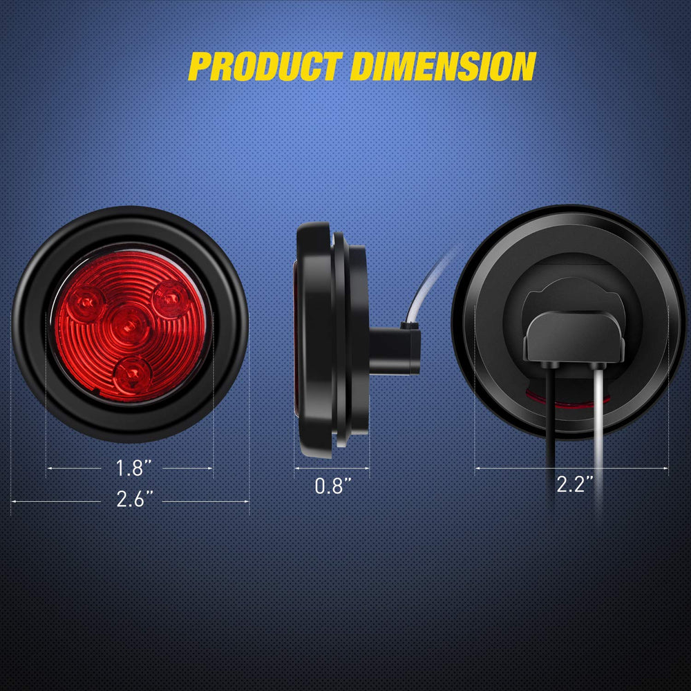 Nilight red round marker light rear view with flush-mount profile for low-profile installation.