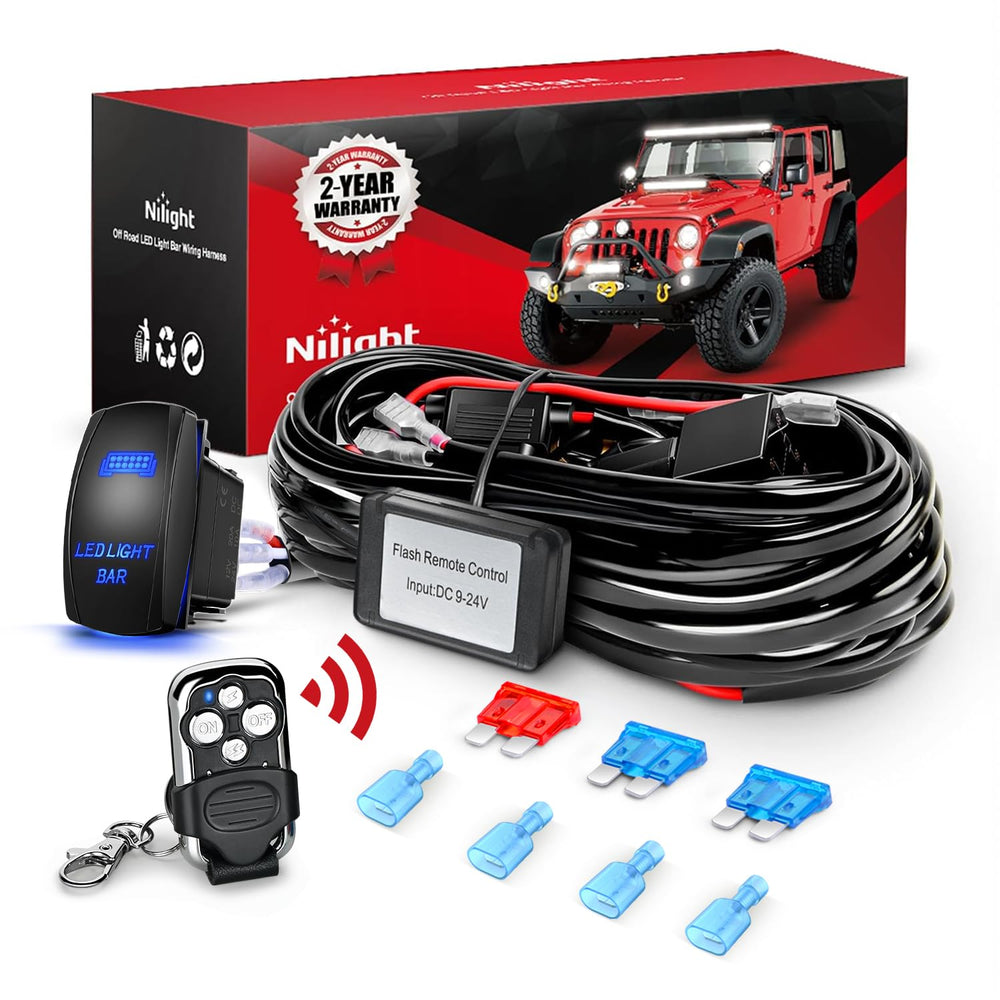 Nilight remote wiring harness for light bar enabling flexible installation and remote control