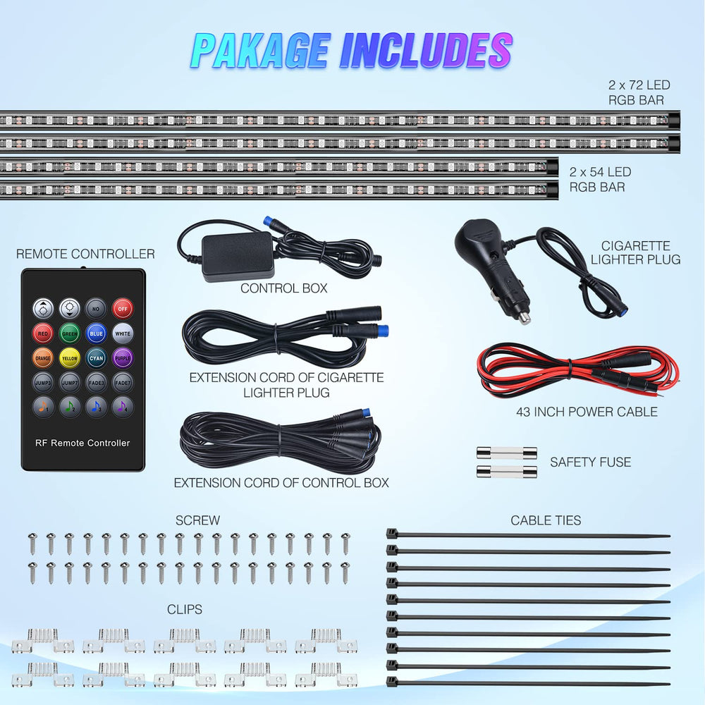 Nilight RGB 8-color strip customizable underbody lighting effects.
