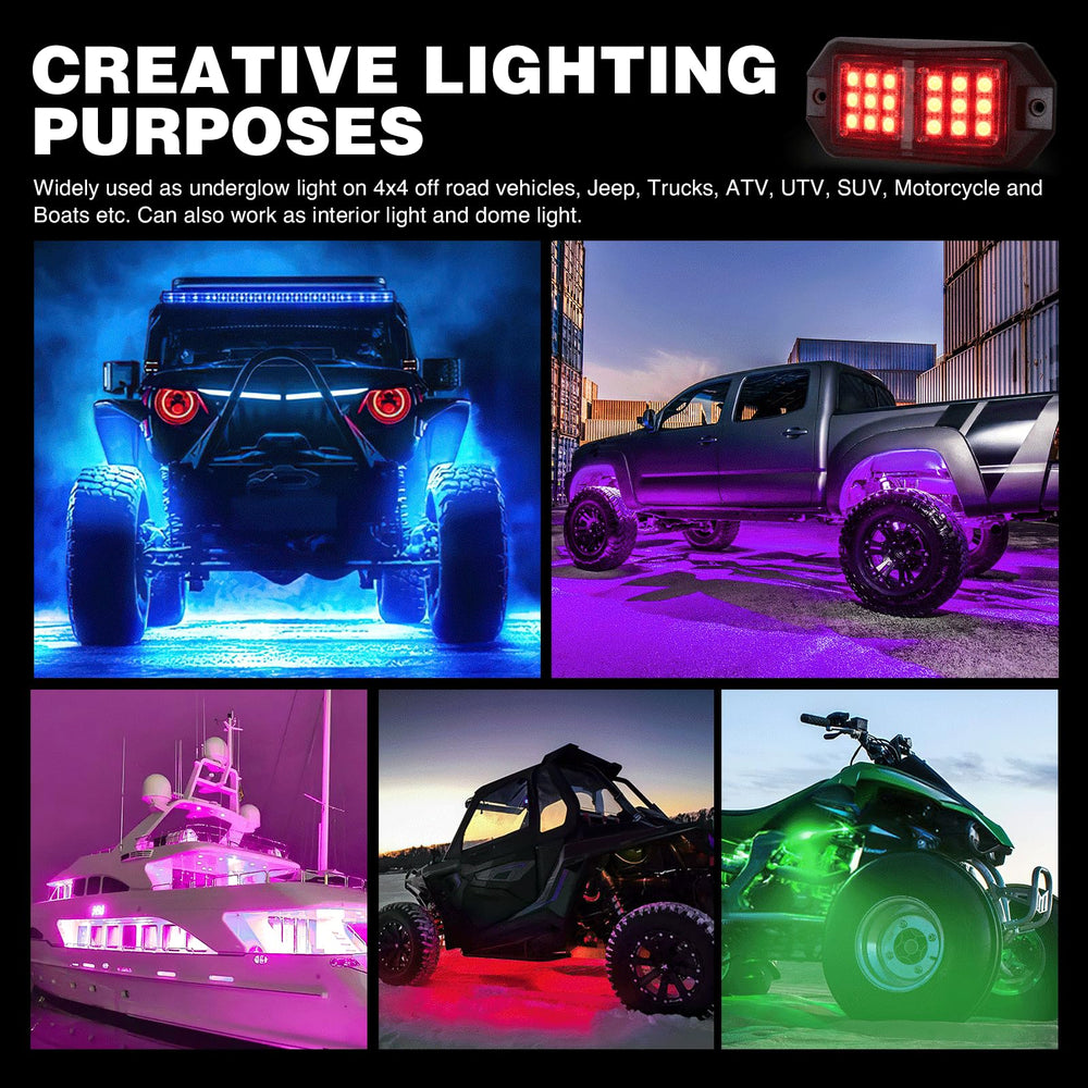 Nilight RGB Rock Lights aluminum base for heat dissipation and durability
