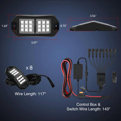 Nilight RGB Rock Lights side view highlights wide-angle illumination