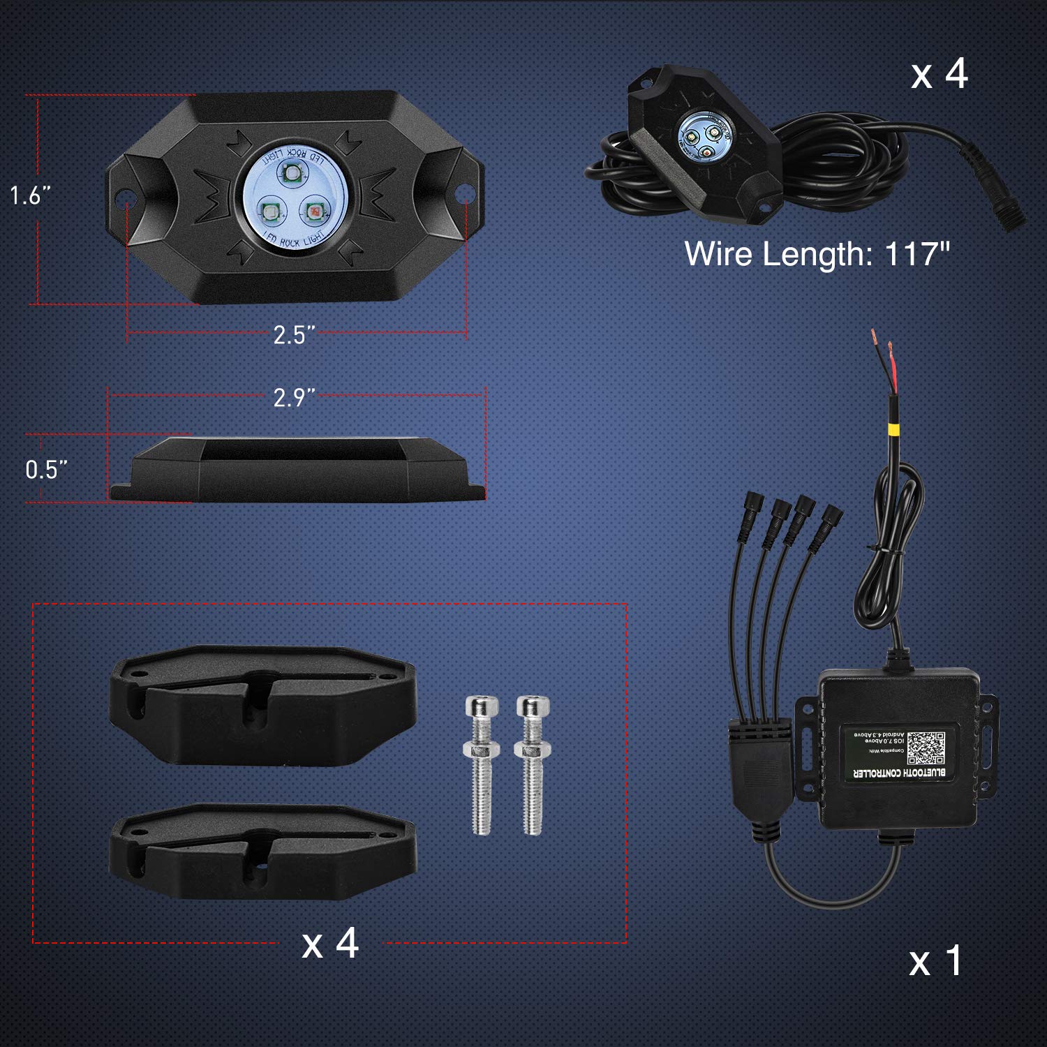 Nilight RGB rock lights kit music mode glow demo
