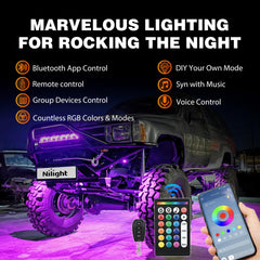 Nilight RGB rock lights app syncing with music for dynamic lighting.