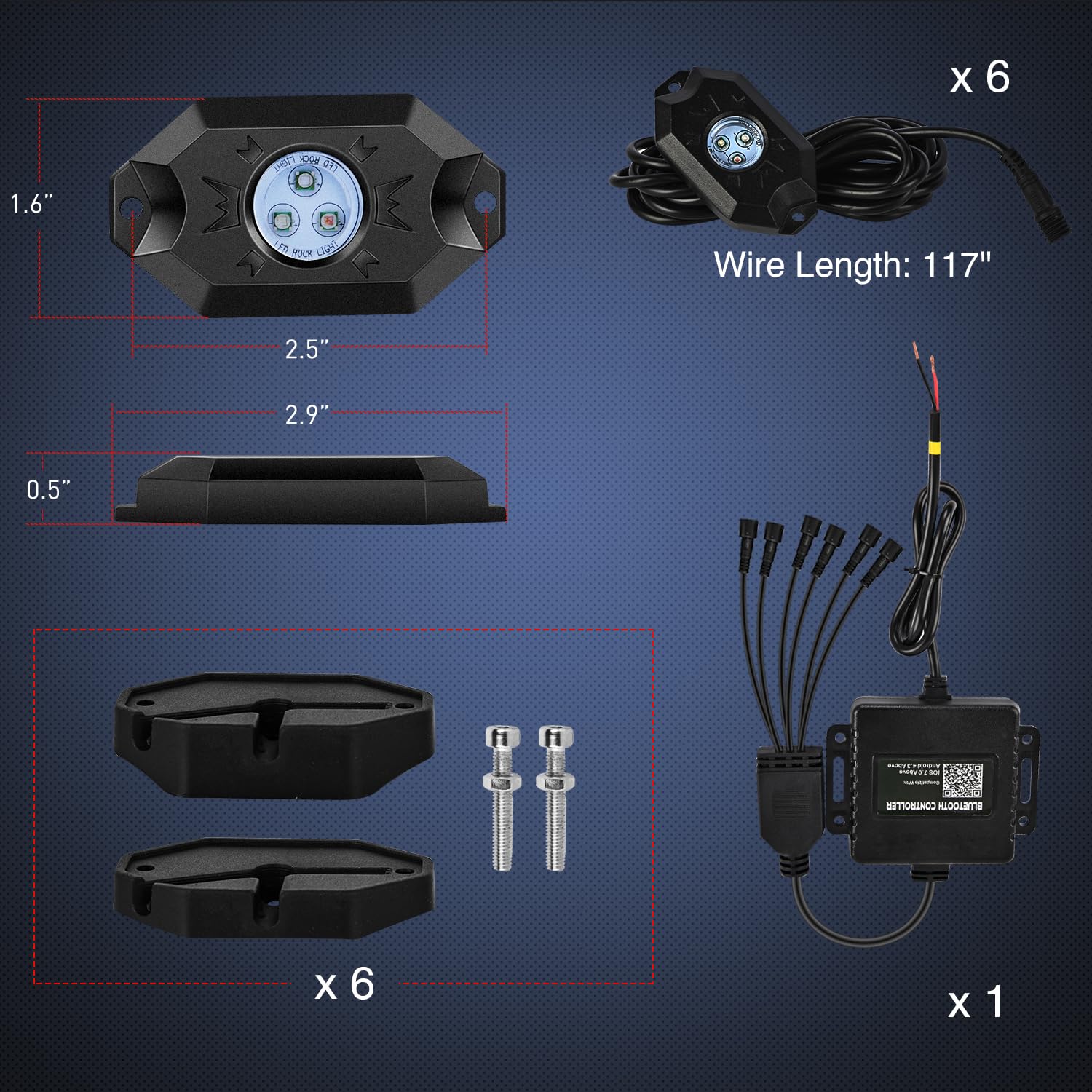 Nilight installation step shows flat or round pad mounting options.