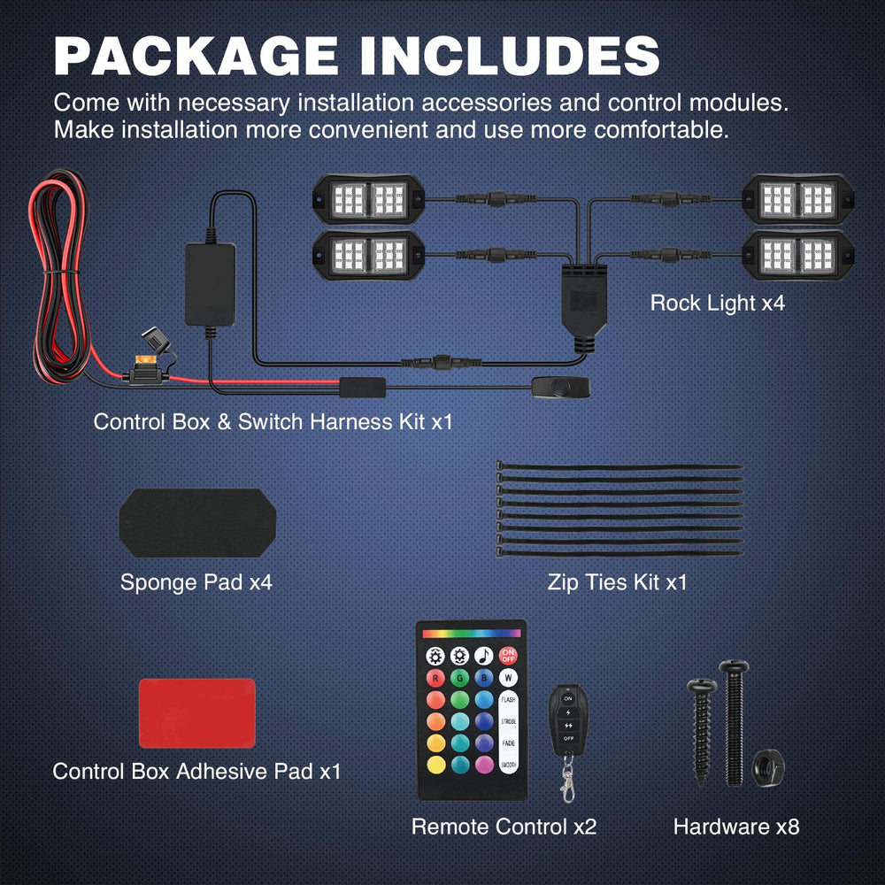 Nilight rock lights fit ATV UTV SUV truck and boat applications