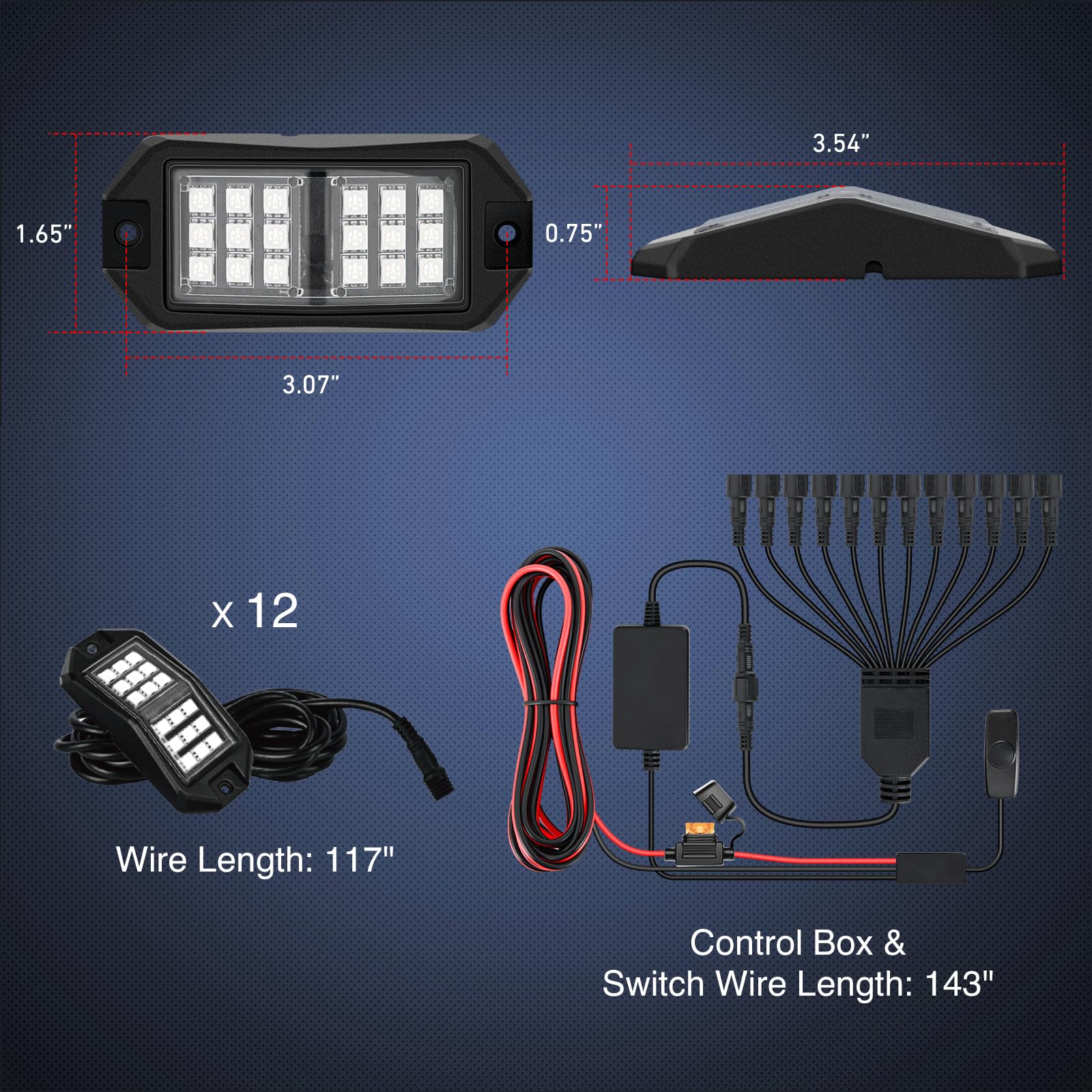 Nilight rock lights remote control for quick color and brightness adjustments.