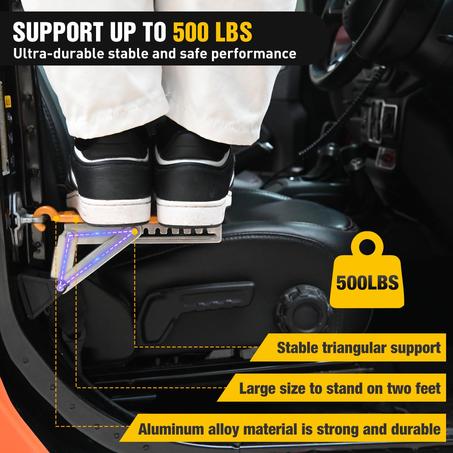 Nilight door step with seven-angle adjustment for comfortable roof use.