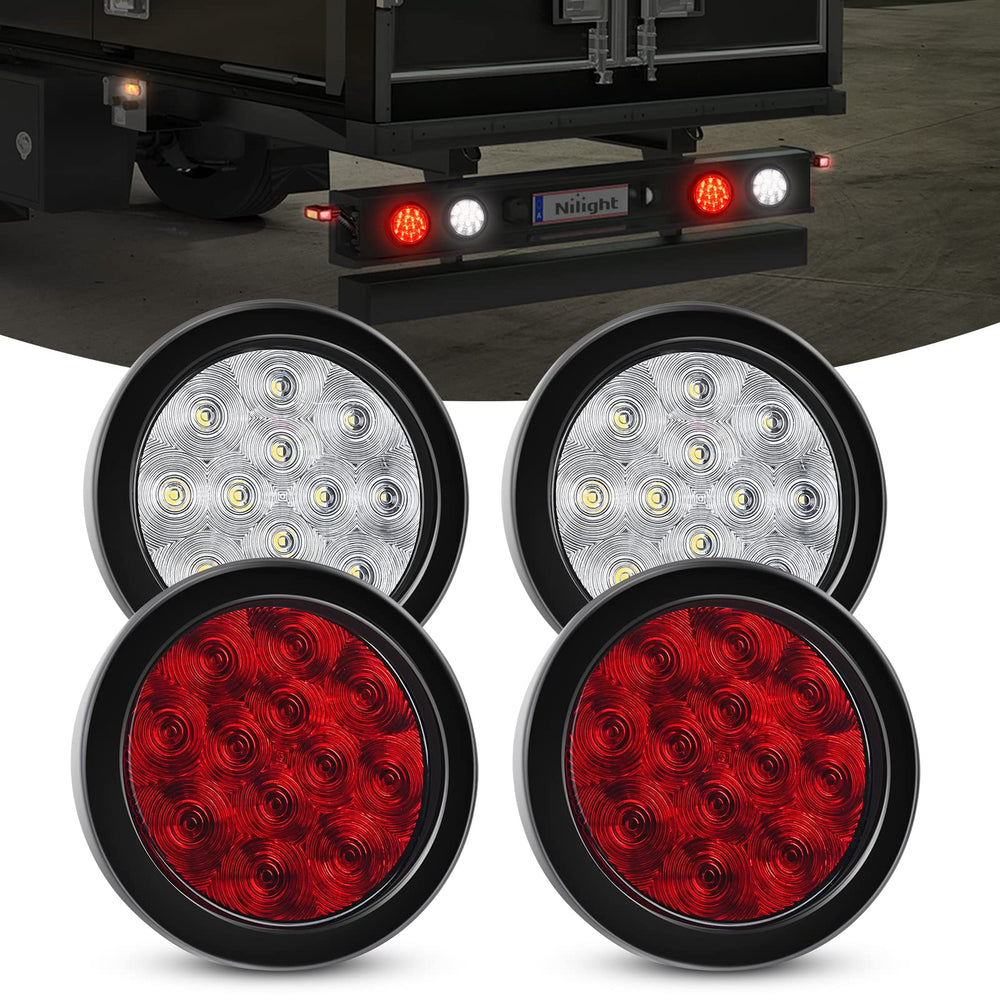 Nilight round LED light with red and white lens for clear signaling on trucks