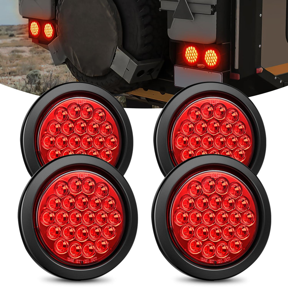 Nilight round trailer light front view with 24-LED red signaling