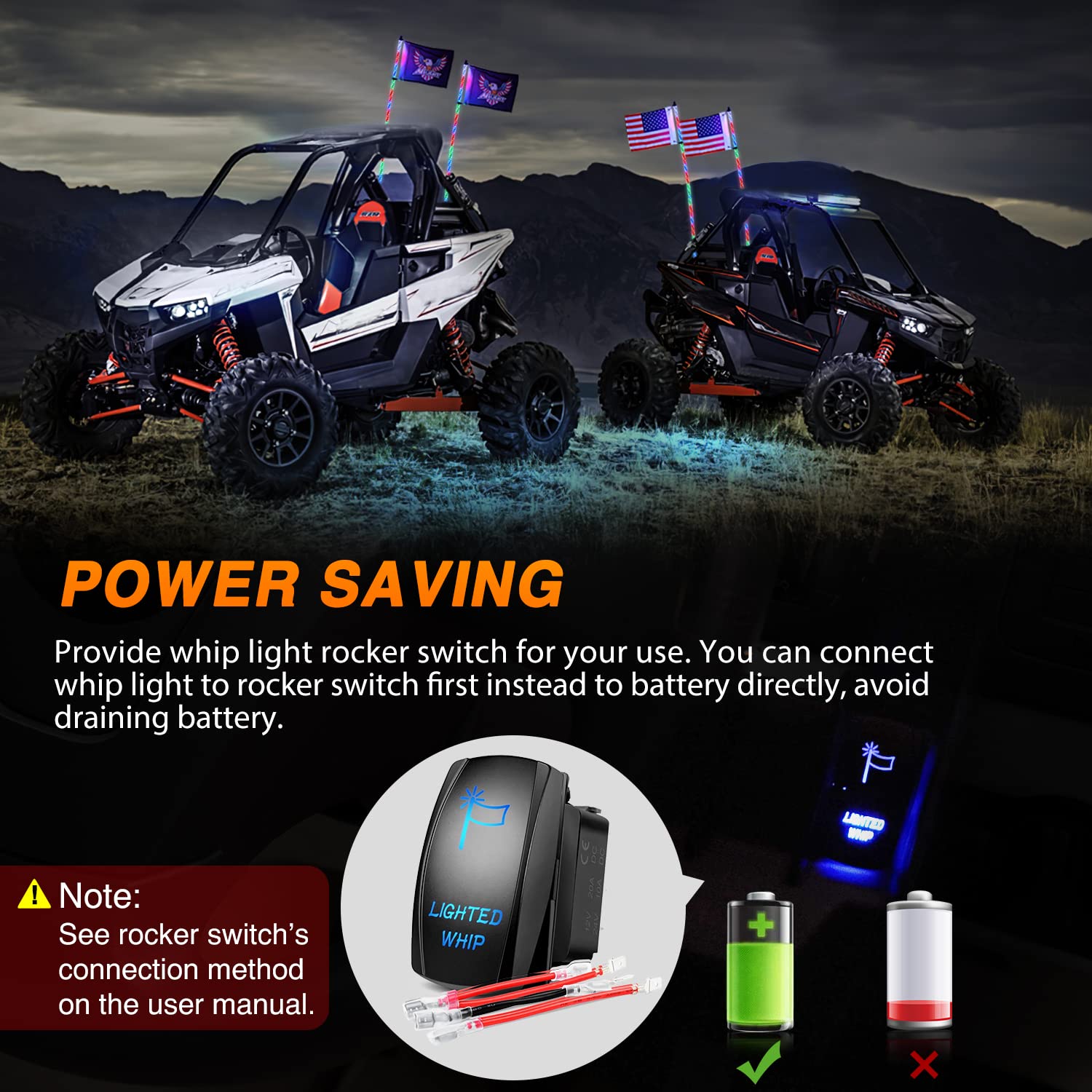 Nilight rugged ATV/UTV antenna safety lighting for uneven terrain