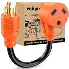 Nilight L14-30P to TT-30R adapter cord for RVs with twist-lock security.