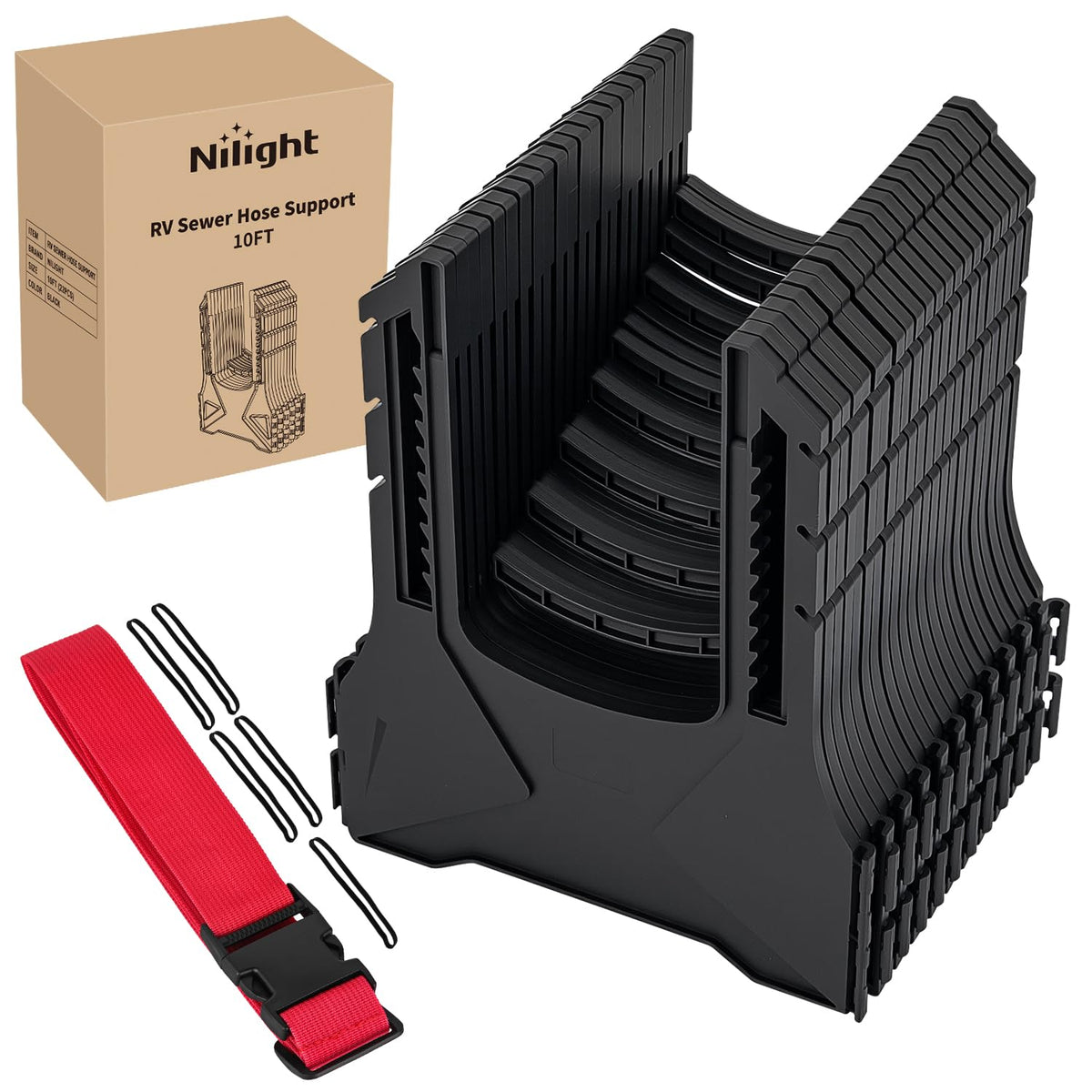 Nilight RV sewer hose support in 10ft telescoping setup for smooth drainage.
