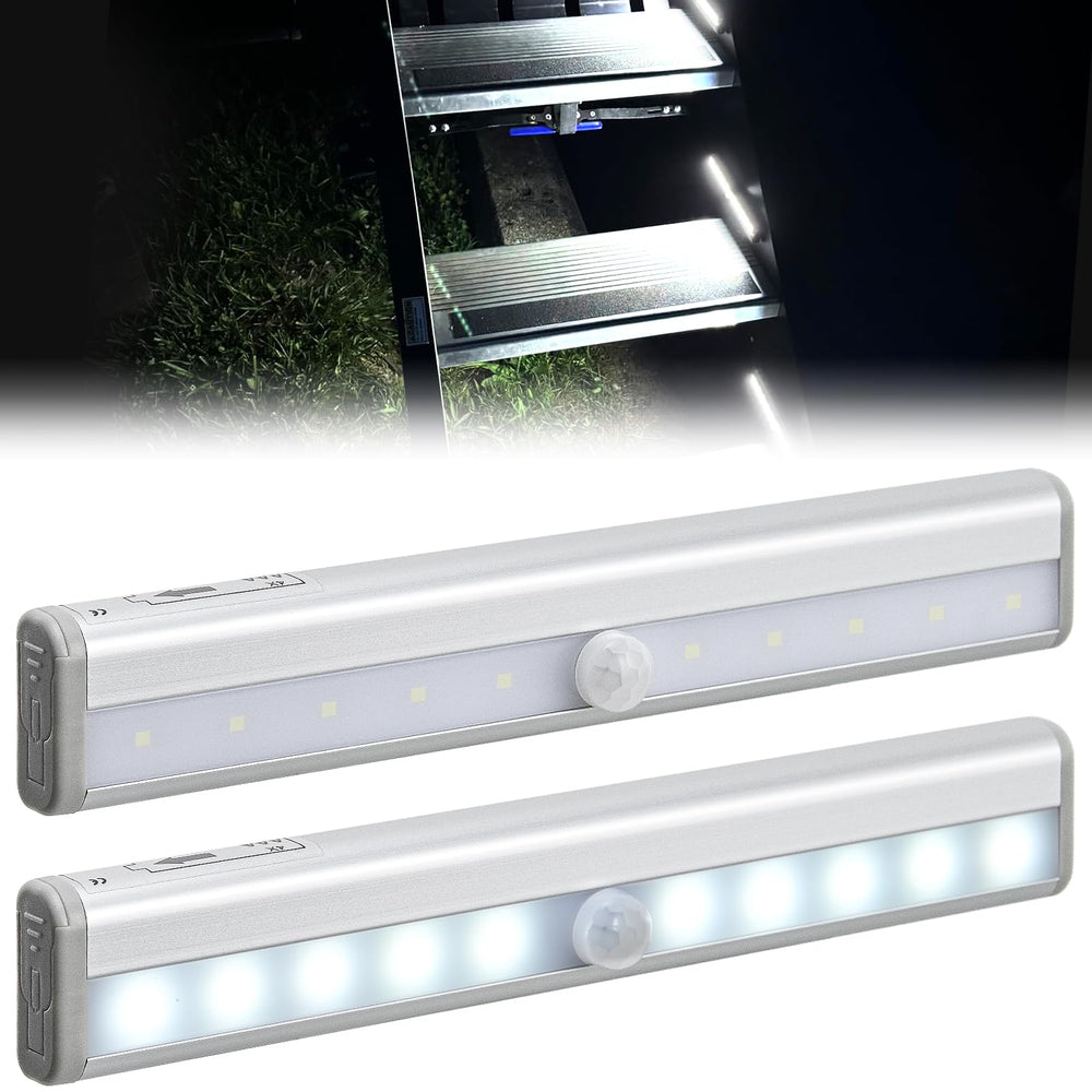 Nilight RV Step Lights motion sensor bar in action for safe nighttime steps