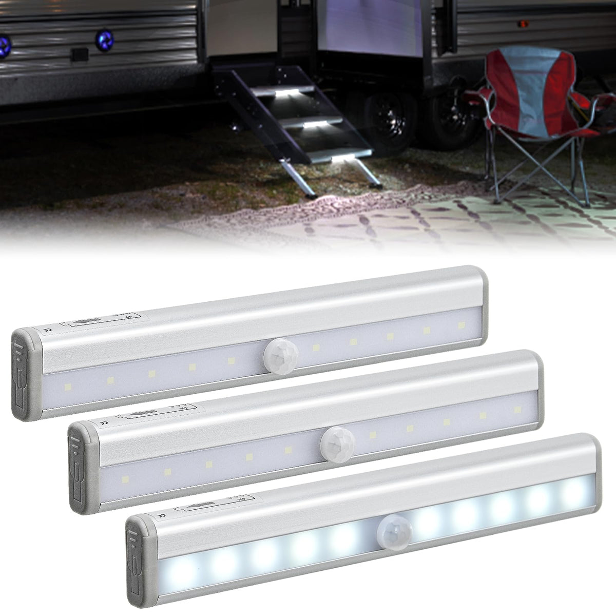 Nilight RV step lights 3-piece pack illuminate entryways with bright, even LED glow.