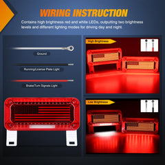 Nilight RV tail light left profile showing rugged waterproof design