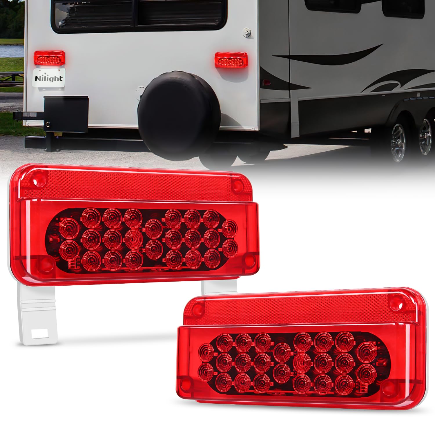 Nilight RV tail light driver-side with 54 LEDs for bright signaling.