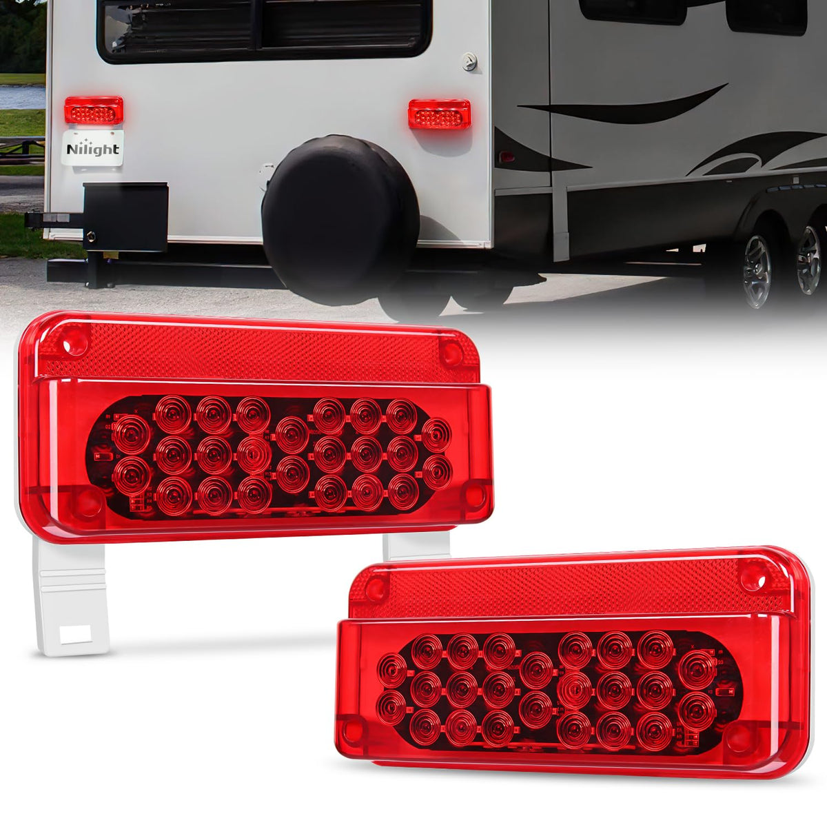 Nilight RV tail light driver-side with 54 LEDs for bright signaling.