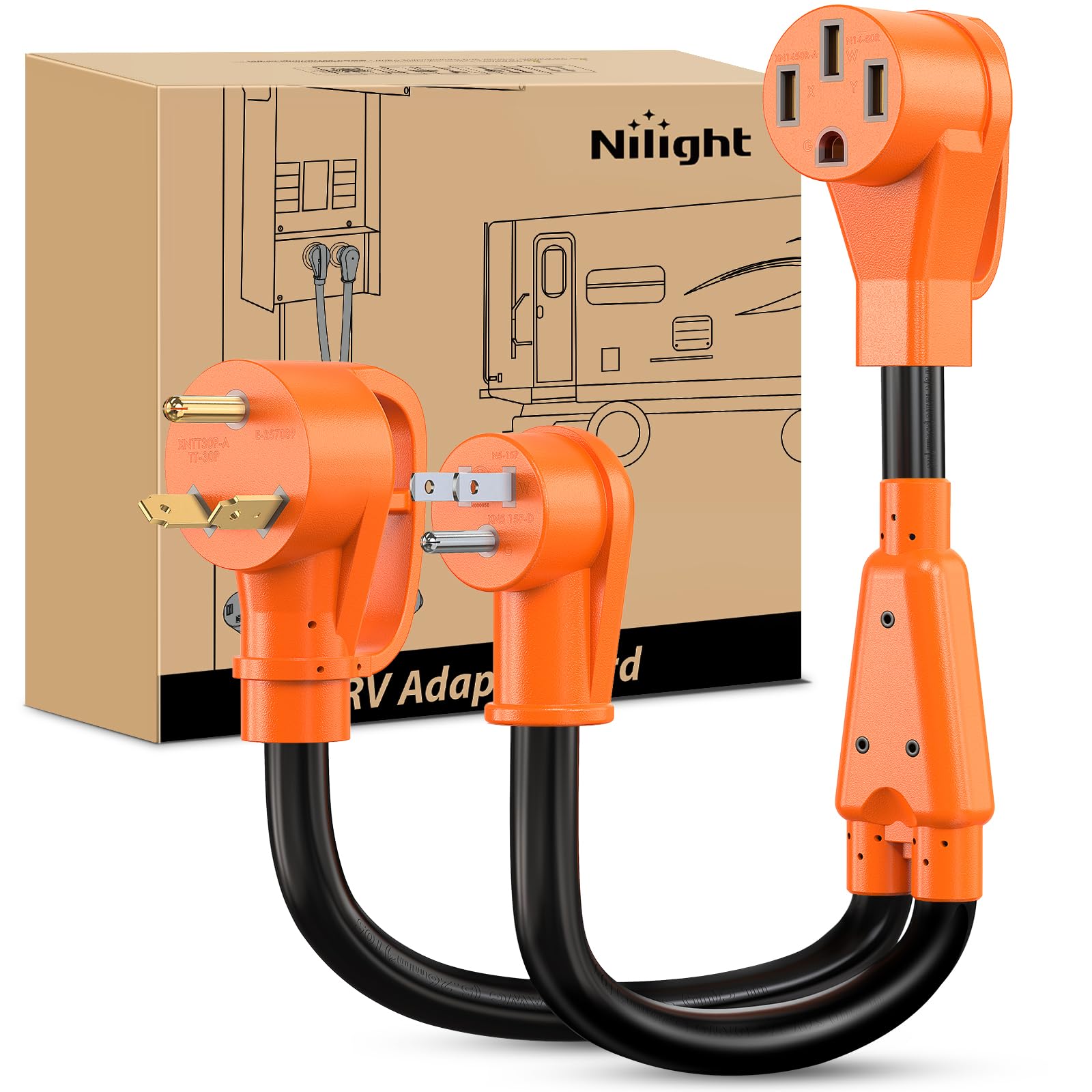 Nilight RV Y splitter cord 24 inch length ideal for park hookups