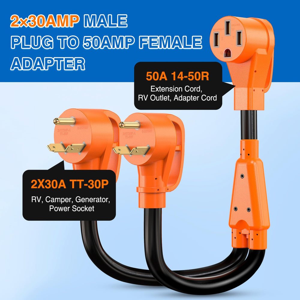 Nilight RV Y adapter detail of 14-50R female receptacle enabling higher amperage service