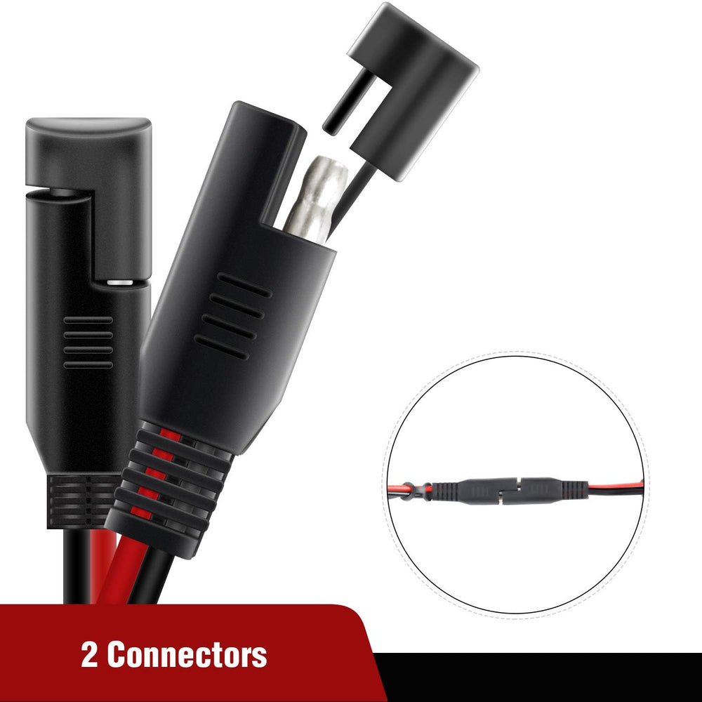 Nilight 12ft extension shows red positive and black negative wires for correct polarity