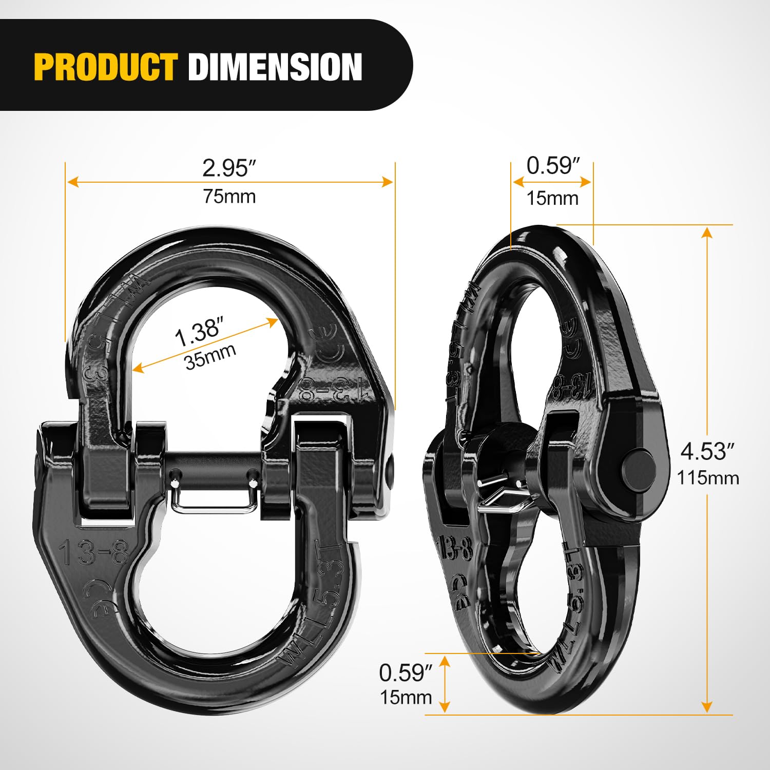 Nilight 12,000 lbs load-capacity safety link for heavy-duty trailers and trucks