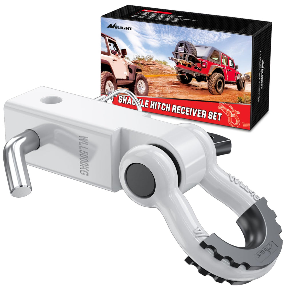 Nilight shackle hitch receiver 2 inch front view, rugged and ready for towing use.