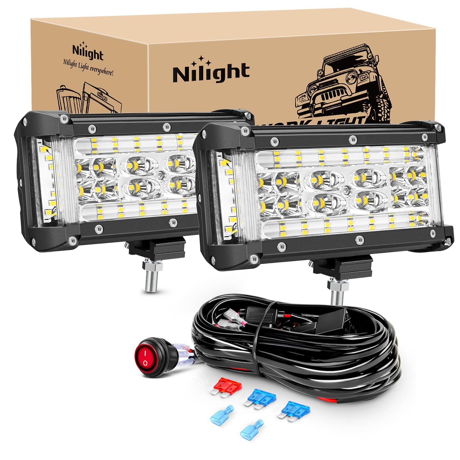 Nilight Side Shooter 5.5-inch end cap detail for rugged lighting accents