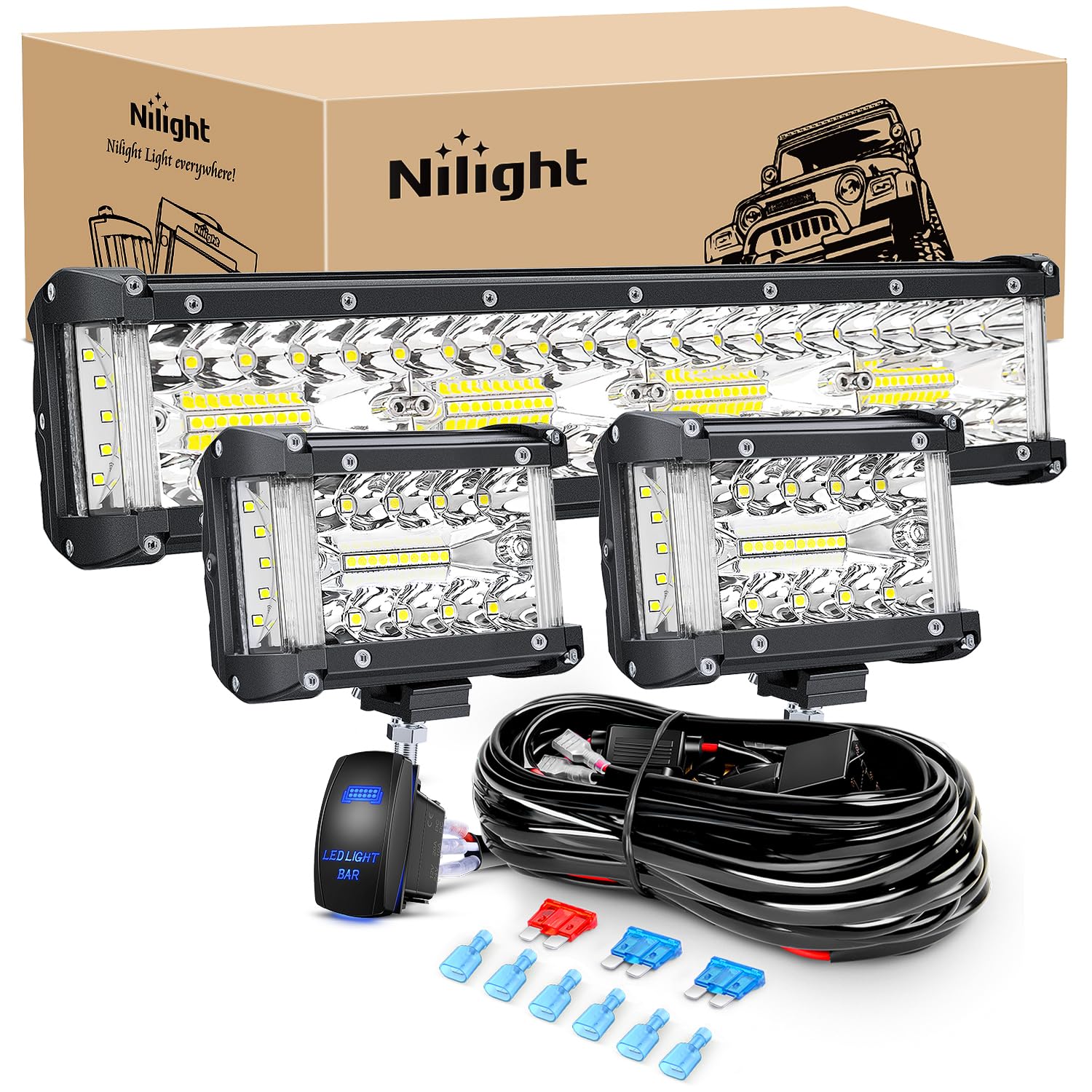 Nilight Side Shooter 4-3inch pod side light showing wide flood and precise spot for off-road safety.