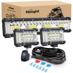 Nilight Side Shooter 4-3inch pod side light showing wide flood and precise spot for off-road safety.