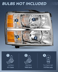 Nilight Silverado taillight assembly with red housing and amber reflector for clearer signaling