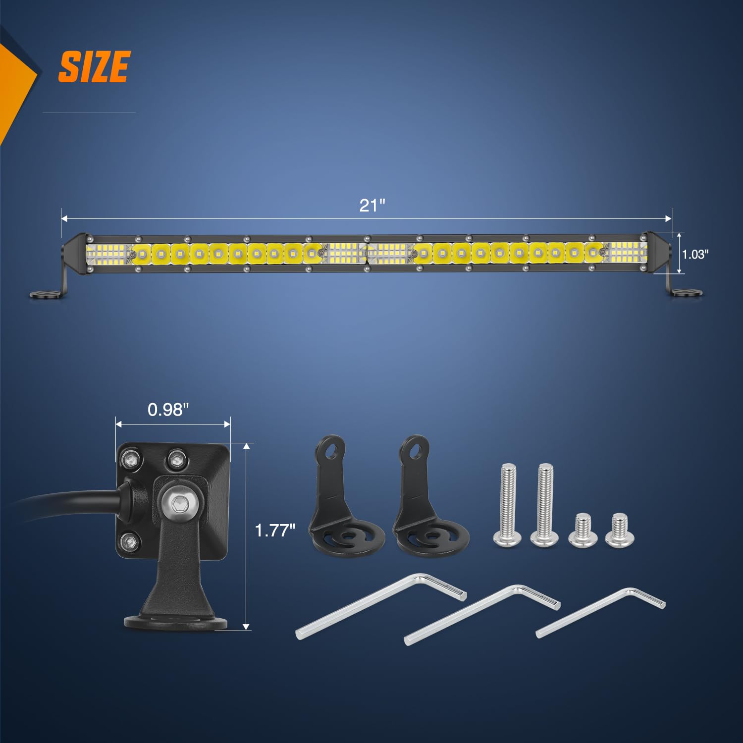 Nilight Slim LED light bar 21-inch side bracket shows versatile mounting option