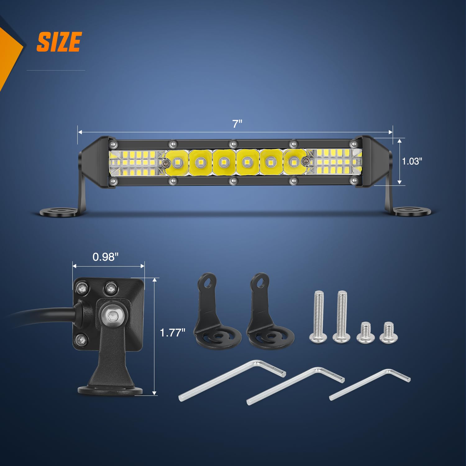 Nilight slim LED light bar 7inch adjustable mount brackets for flexible aiming on night drives