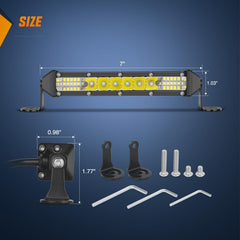 Nilight slim LED light bar 7inch adjustable mount brackets for flexible aiming on night drives