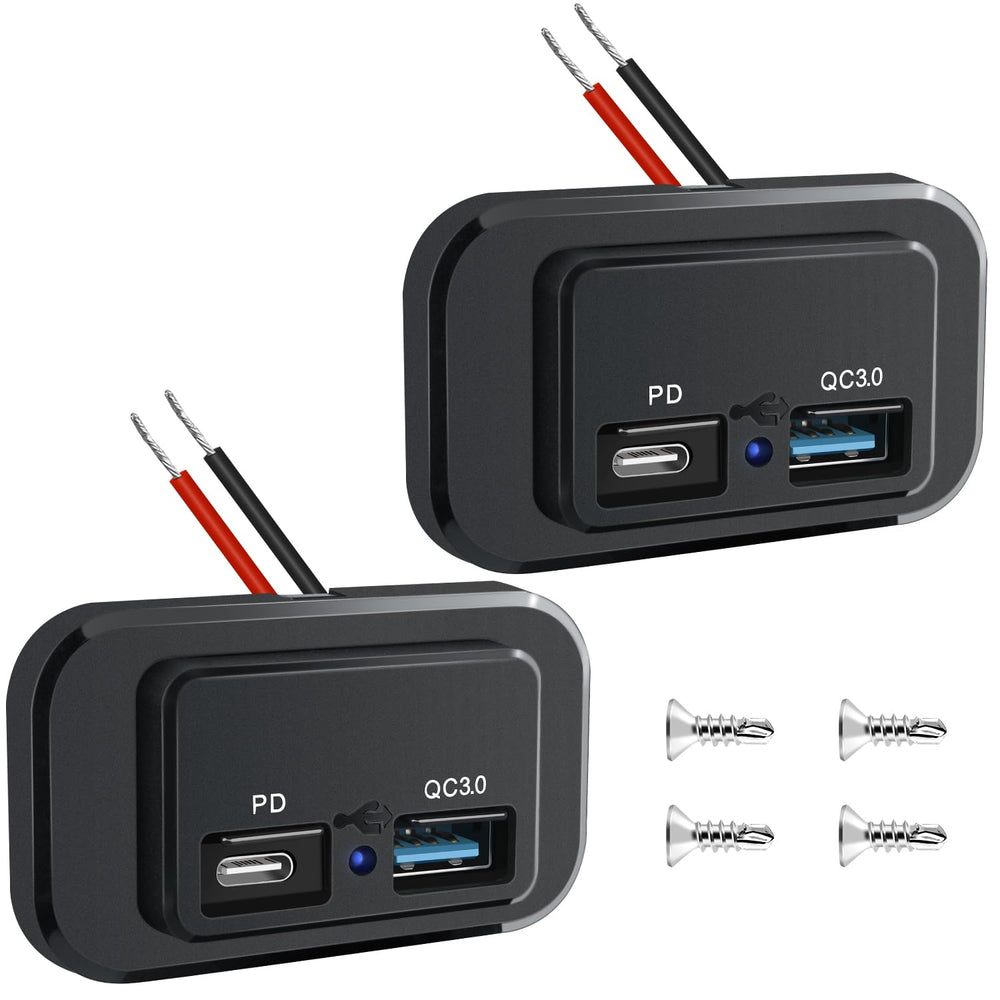 Nilight socket panel front view with 12V-24V dual USB ports for fast charging.