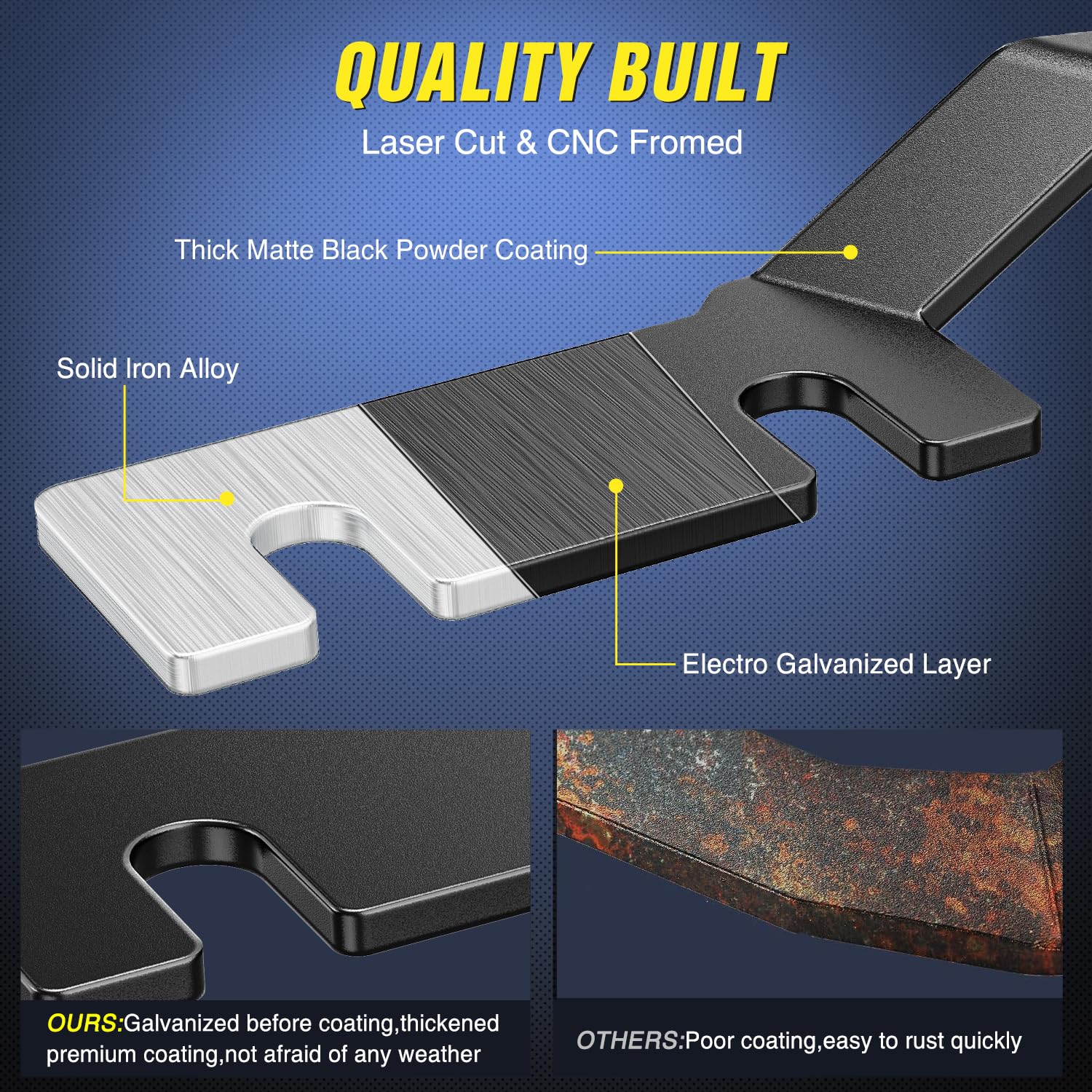 Nilight solid iron hood brackets provide durable support on rugged trails.