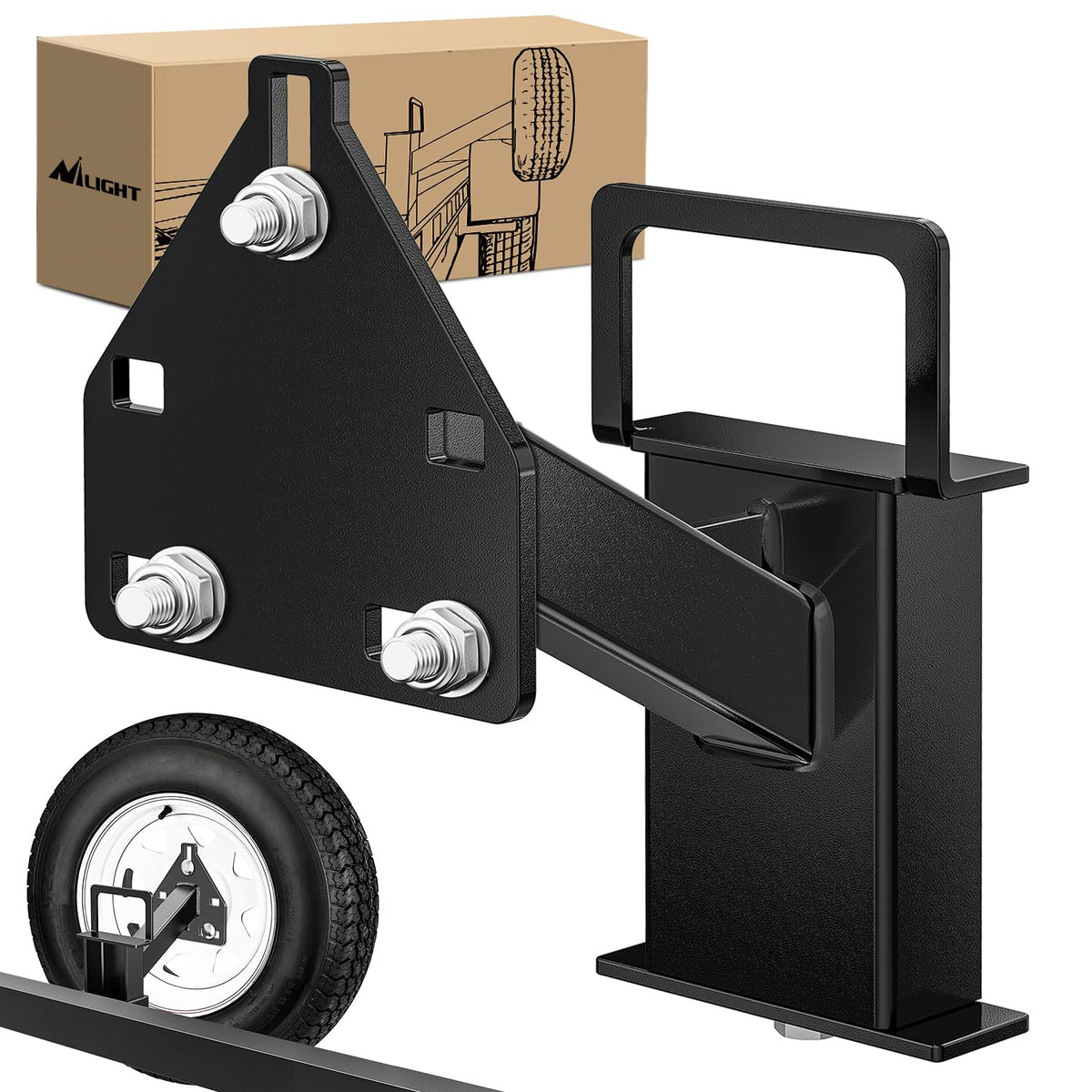 Nilight spare tire carrier mount on trailer stake pocket with secure 150 lb capacity