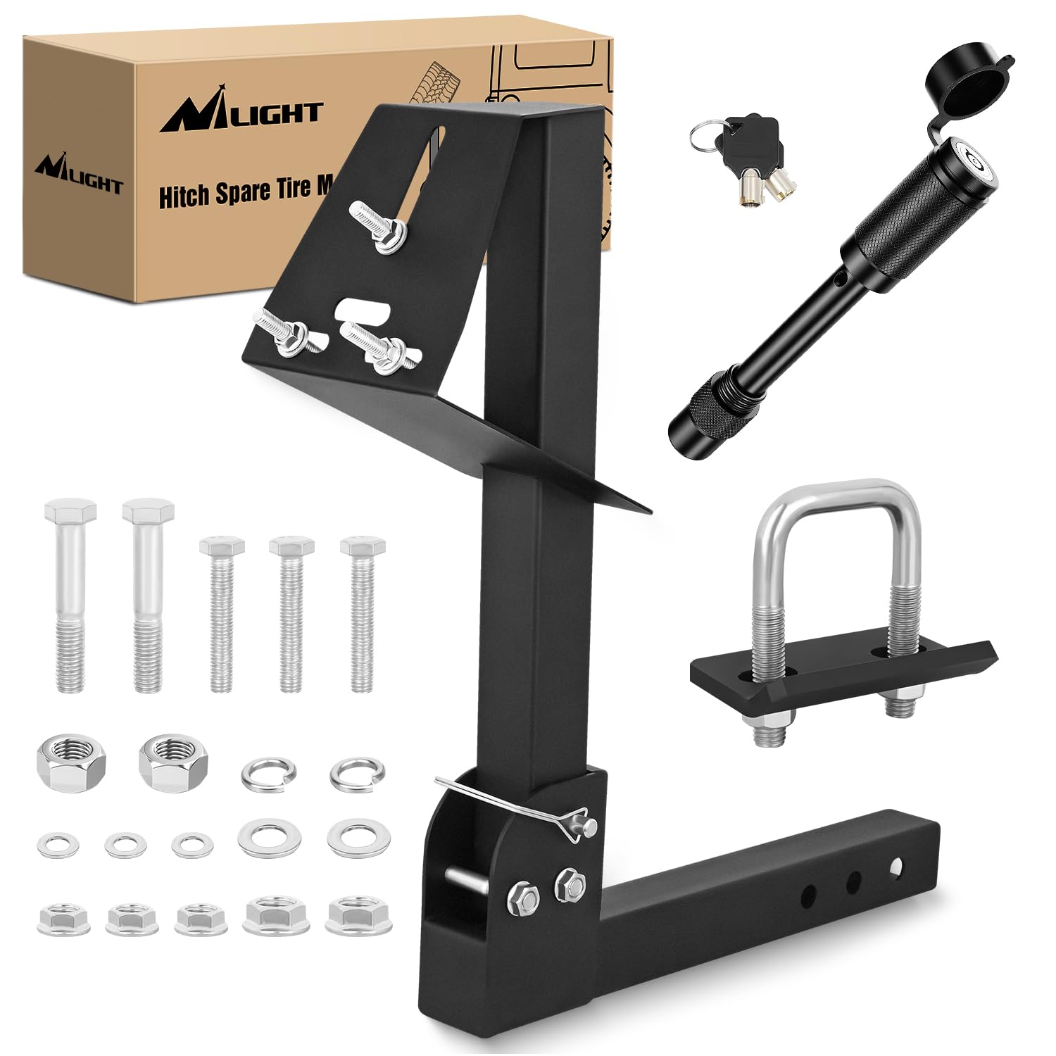 Nilight spare tire mount installation on a 2-inch hitch with easy bolt-on setup.