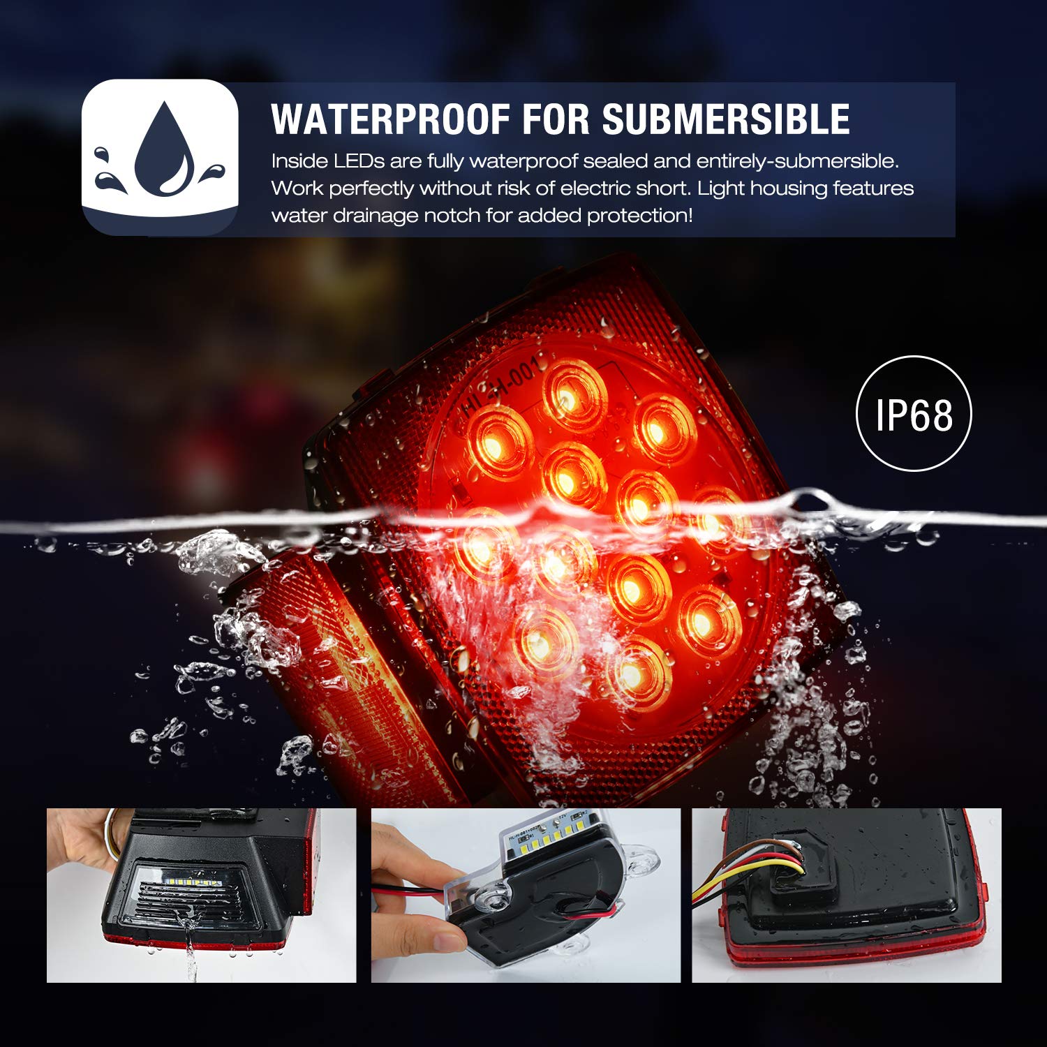 Nilight license/marker light adds visibility with integrated tail and license illumination.