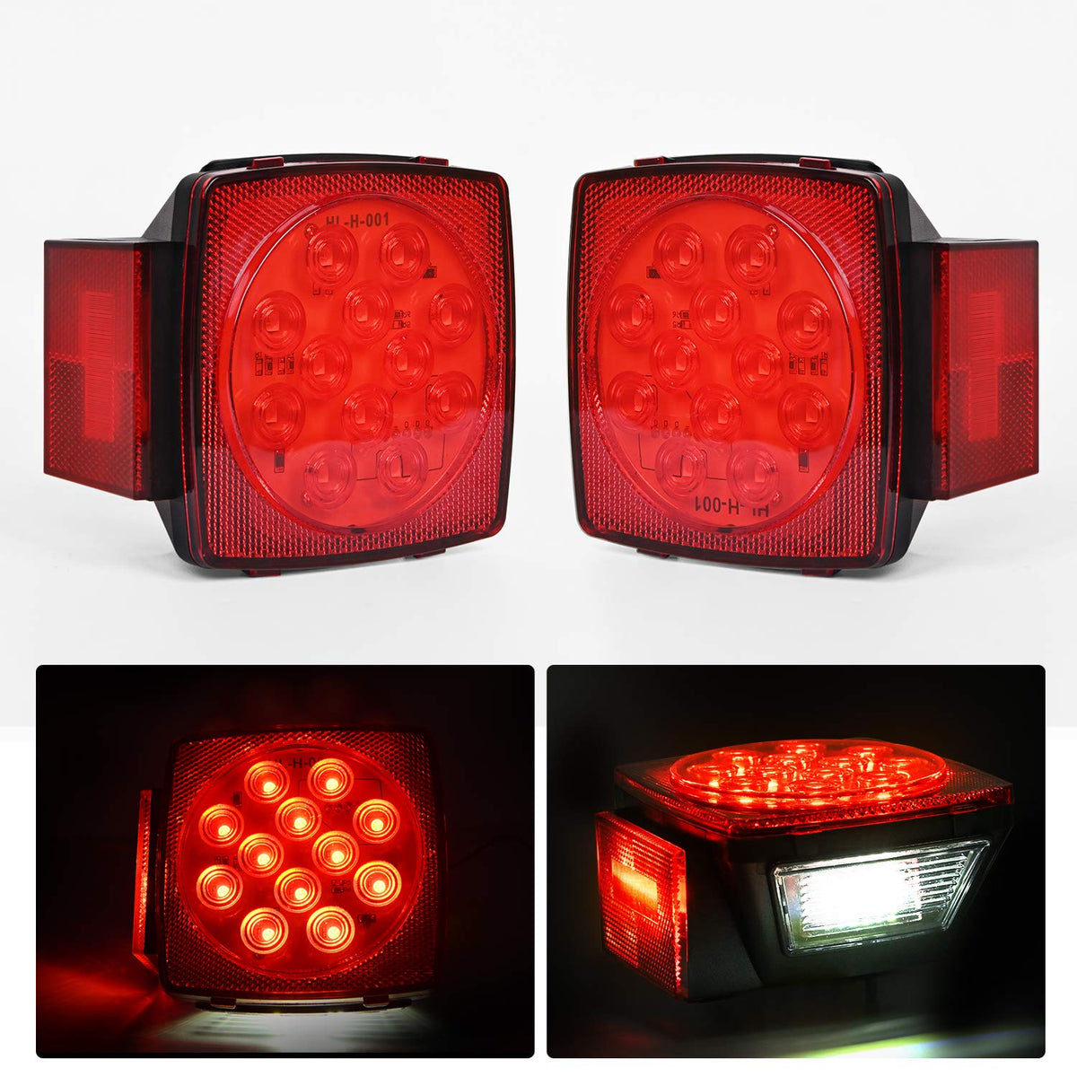 Nilight square LED trailer light with low-profile IP68 design for rugged waterproof signaling.